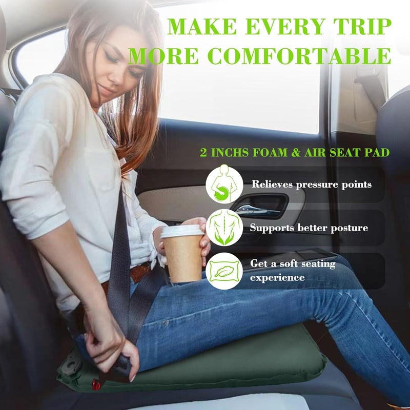 GDREAMT Inflatable Seat Cushion, Self-Inflating Memory Foam Stadium Seats Cushion Portable Camping Air-Foam Sitting Pad for Travel Airplane Car Bleachers Backpacking Office, Lightweight & Compact - Image 3